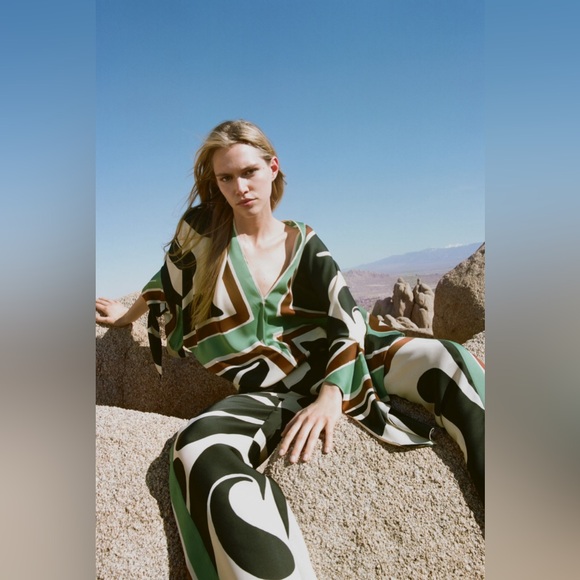 Zara Printed Wide Leg Pants - Picture 4 of 8